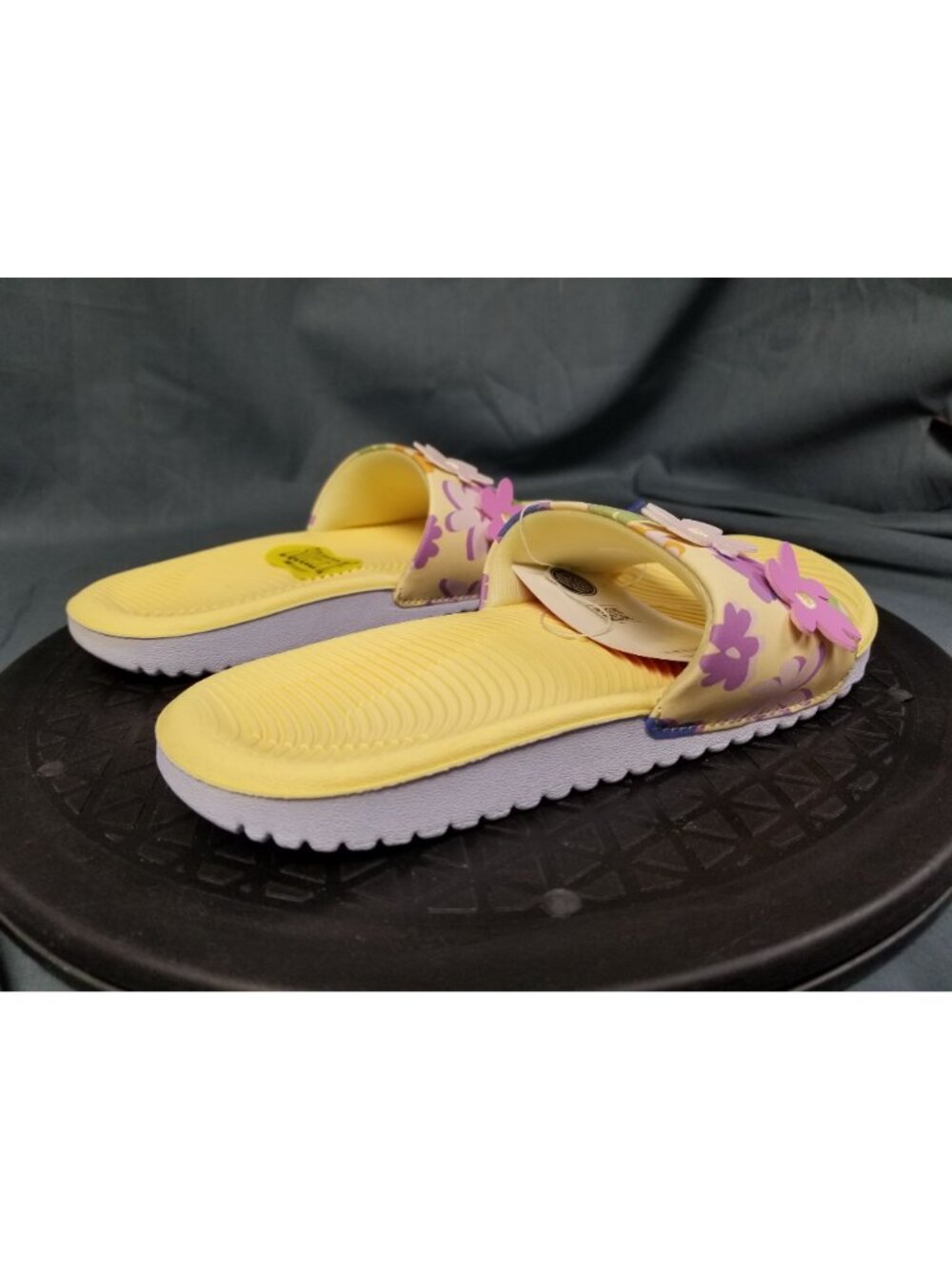Nike Kawa Slide SE Soft Yellow Silt Red Sapphire Girls Size 11c NEW WITH TAGS! - Picture 8 of 11
